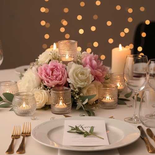 16 Pcs Clear Tealight Candle Holders for Table Centerpieces- Assorted Glass Votive Candle Holders for Wedding Centerpieces, Bridal Shower Decorations, Wedding Table Decor - Image 3