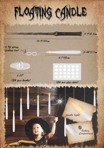 GenSwin Flameless Floating Candles Wand Halloween Decorations White 22pcs - Image 5