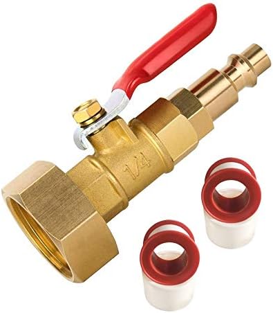 Winterize Blowout Adapter with 1/4" Male Quick Plug & 3/4" Female Garden Hose Threading, Brass Quick Fitting with Ball Valve for Blowing Out Water to Winterize Water Lines (Female GHT) by HHYOOSOO