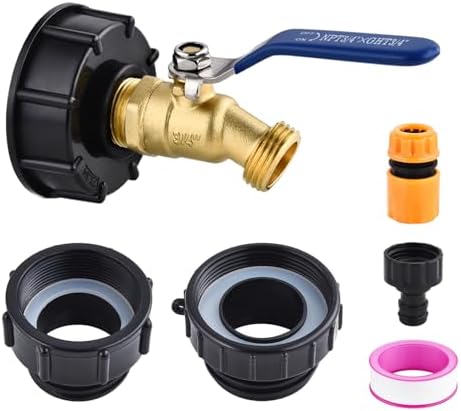275-330 Gallon IBC Tote Tank Adapter,3-Size IBC Tote Hose Adapter, 2.44" Fine, 2 "Fine, and 2" Coarse Thread,3/4" Male NPT Inlet ×3/4" Male GHT Solid Brass Hose Faucet Garden Hose Connector by Ceaeso
