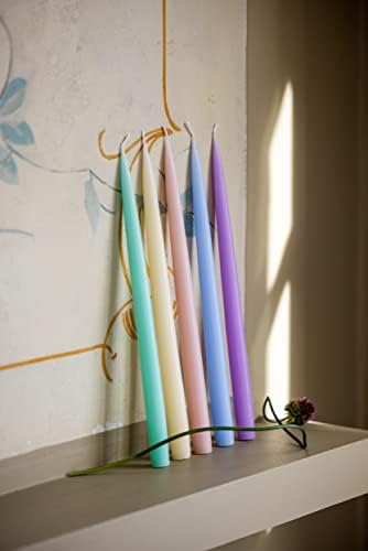 Kunstindustrien® Taper Candles – Set of 4, 13.8" – Made in Denmark, Long Burning Candles 15h, Unscented & Smokeless Candlesticks – Elegant Tall Candles for Weddings, Dinners & Home Decor (Pastel Blue) - Image 4