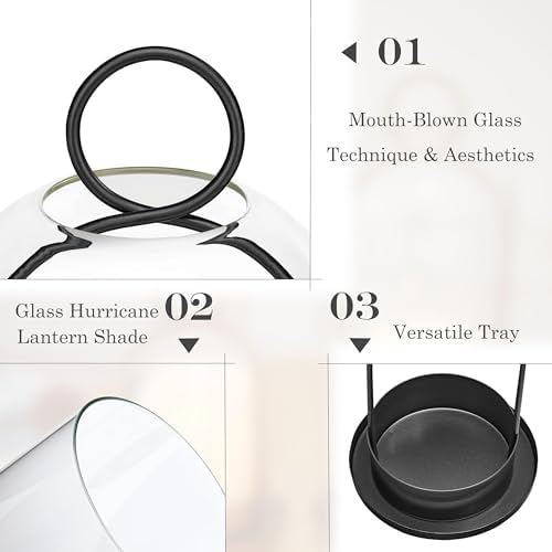 Hurricane Glass Candle Holders for Pillar Candles Set of 2 (5" & 4" Wide), Black Metal Candlestick Holders, Modern Decorative Centerpiece Lanterns for Table Mantel Wedding Housewarming Gift - Image 4