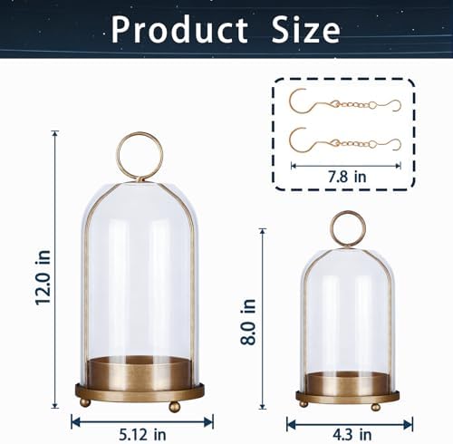 Metal Candle Holder,Hurricane Glass Candle Holders,Brass Base Dome Glass - Image 4