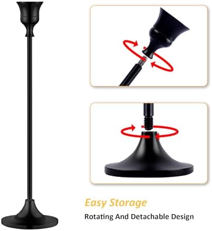 Metal Candle Holders for Candlesticks Taper Candlestick Holders Set Vintage Decorative Centerpiece Candelabra Tall Candle Stands (Matt Black, 2 Sets (6 pcs)) - Image 4