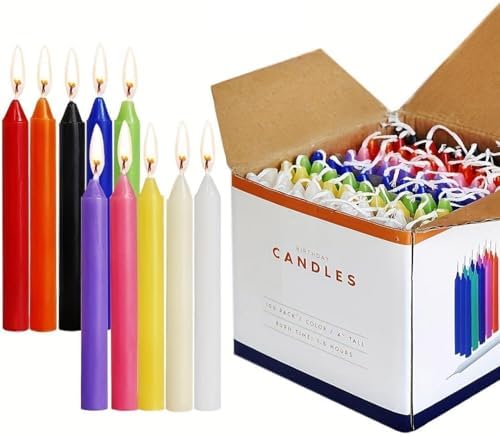 100 Pack 4 Inch Multi-Colored Spell Chime Candles-Assorted Color Chime Candles Taper Candles,Mini Taper Candles for Rituals, Prayer, Birthdays, Meditation, Altar, Spells, Chime Candles-10 Colours by kneeife