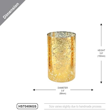 WGVI Hurricane Candle Holder Sleeve, W: 4", Ht: 6", Gold Speckled Glass Cylinder Open Both Ends, Chimney Tube Shade, 1 Piece - Image 2