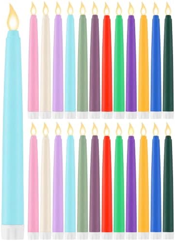 Treela Battery Operated LED Taper Candles,Basic,8 Inch,Pastel by Treela
