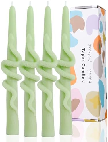 Green Taper Candle Candlestick Snake Soy Candles Unscented Wedding Party Wax Unscented Dinner Candle Dripless,8 inch,Set of 4,Snake by LPUSA