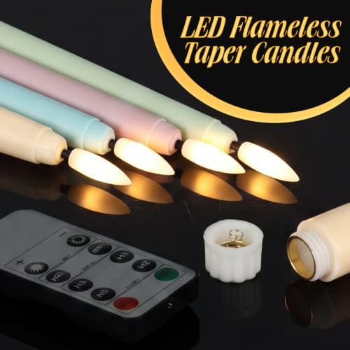 Rossesay 16 Pcs Macaron Flameless Taper Candle with Remote Timer - Image 6