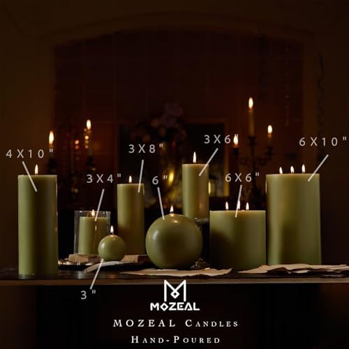 MOZEAL Hand-Poured, 6 Inch Olive Green Large Round Ball Candles - Elegant Olive Green Round Pillar Candles, Dripless, Unscented, Smokeless, Ideal for Autumn Gatherings. - Image 5