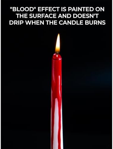 CANDWAX 10 inch Taper Candles Set of 12 - Dripless Candlesticks Burning for 8 Hours - No Drip Tapered Candles Ideal as Halloween Decor - Blood White - Image 3
