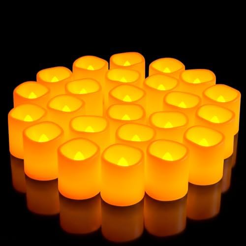 Homemory 12 Pack Ivory Flameless Flickering LED Votive Tealights Candles by Homemory