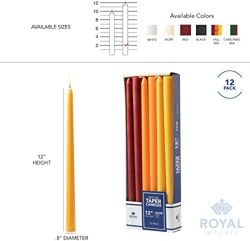 Royal Imports Unscented Taper Candles 12" Red/Orange/Yellow 9-Hr Set of 12 - Image 6