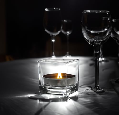 WGV 3 Inch Clear Square Cube Glass Votive Candle Holder Vase Bulk, Small Tiny Mercury Tea Light Terrarium Décor 3x3”, 6 Pieces - Image 4