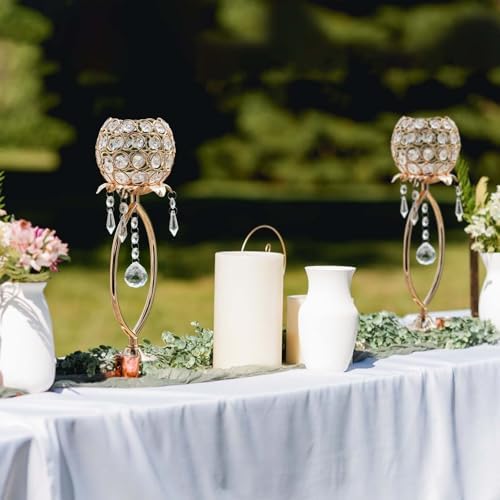12 Pcs Elegant Metal Crystal Tea Light Candle Holders - Image 4