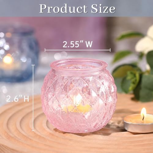 DARJEN 8 Pcs Pink Votive Candle Holders 2.55"x2.6" Tealight Candle Holder - Image 2