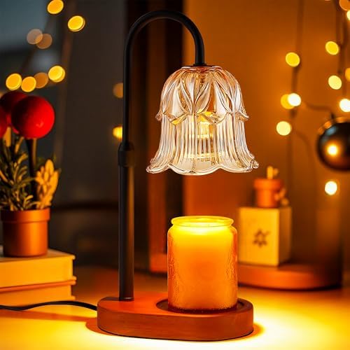 Candle Warmer Lamp Adjustable Timer Electric－Amber Flower Shaped Melting Wax Lamp by Unknown