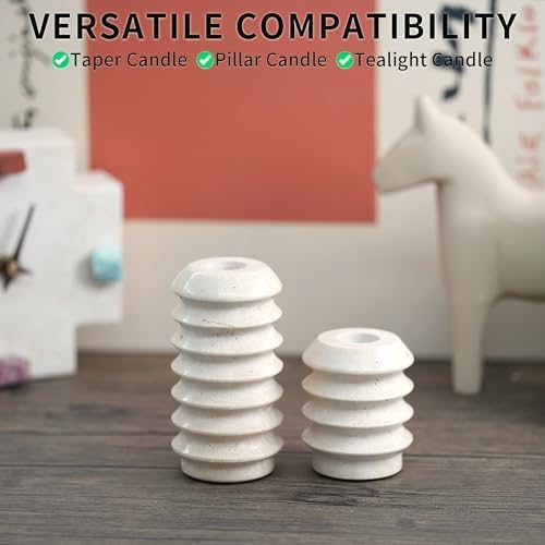 Travertine Marble Candlestick Holders - Set of 2 Stone Candle Sticks Holder Decor, Decorative Modern Candle Stands for Taper Candles - Image 7