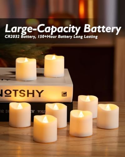Homemory 6H Timer White Flameless LED Votive Tealights, 12 Pack - Image 5
