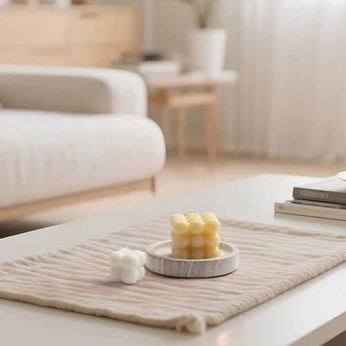 Candle Holders Italy Premium Natural Marble Candlestick Holder for Jar Pillar Candles Large Round Coaster Plate Jewelry Tray Centerpiece for Wedding Dining Table Home Decor Light Grey (WH074) - Image 2