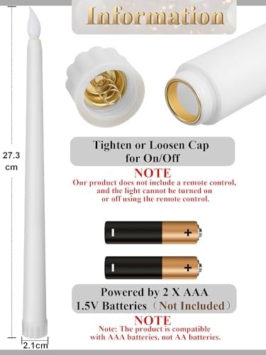 Treela Battery Operated LED Taper Candles,Basic,11 Inch,White - Image 2