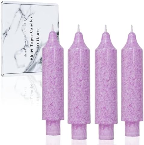 Purple Short Taper Candle Sticks Dripless Tapered Candles for for Holiday Wedding Party Wax Unscented Dinner 6 inch Set of 4,Crystal-Lilac by LPUSA