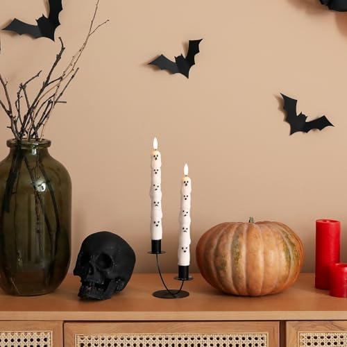White Ghost Halloween Flameless Taper Candles with Remote Set of 2 - Image 6
