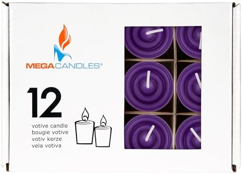 Mega Candles 12 pcs Unscented Purple Votive Candles, Hand Poured Wax Candle 15 Hours 1.5 Inch x 2.25 Inch, Home Décor, Wedding Receptions, Centerpieces, Occasions, Events, Festivities, Meditations - Image 3
