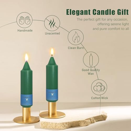 Smokeless Candlesticks Short Taper Candle,Unscented 5 Inches Dark Green Candle Sticks Dripless Tapered Candles for Home Décor Weddings Seasons Gifts - Image 5