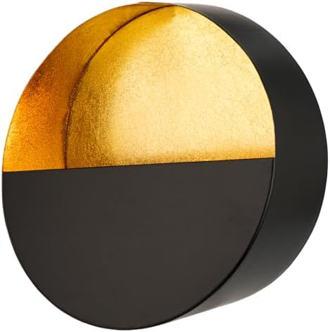 Luxury Metal Wall Candle Sconces – Large Handcrafted Wall-Mounted Tealight Candle Holders with Gold Leaf Interior – Modern & Rustic Home Décor for Living Room, Hallway – 11.8" Black Single Piece by Arborus