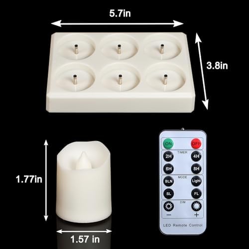 6 Pack Rechargeable Tea Lights Candles with Charging Base and Remote - Image 4