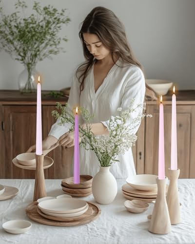 10" Pink Purple Taper Candles-12 Pack Tall Candlesticks-Unscented Dripless Candles 8 Hour Burn for Spring,Advent Home Decor,Dinner,Holidays,Weddings,Christmas Home Decor - Image 3