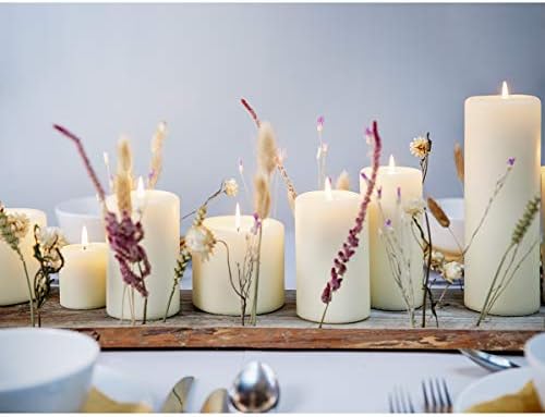 BOLSIUS 6 Ivory Pillar Candles Bulk - 3x4 Inches Candle Set - 40+ Hours Clean Burning - No Palm Oil - 0% Animal Fat - Premium European Quality - Unscented Dripless Restaurant Pillars - Image 4
