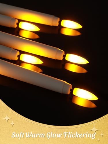 12 Pcs Flameless Taper Candles with Remote Timer, 11" Long Battery Operated Taper Candles, Flickering 3D Flame, Plastic Fake LED Candlesticks for Home Wedding Party Holiday Decor, White - Image 5