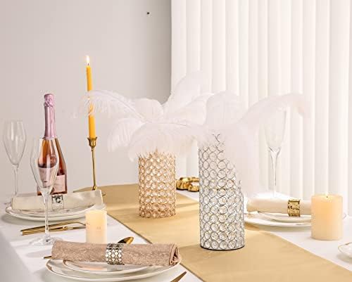 LoveCat Silver Crystal Candle Holders - Hollow Bling Crystal Vases, 10.4" Tall Cylinder Vases for Centerpieces, Elegant Metal Hurricane Candlestick Holders for Event Party Wedding Home Decor (8pcs) - Image 3