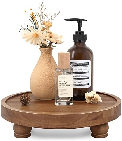 EOSAHR Acacia Wood Display Riser: Pedestal Stand for Bathroom Decor, Brown by EOSAHR