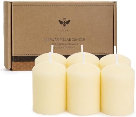 DEYBBY White Beeswax Votive Candles 8 Hours Burn Unscented Candles 6 Pcs by DEYBBY