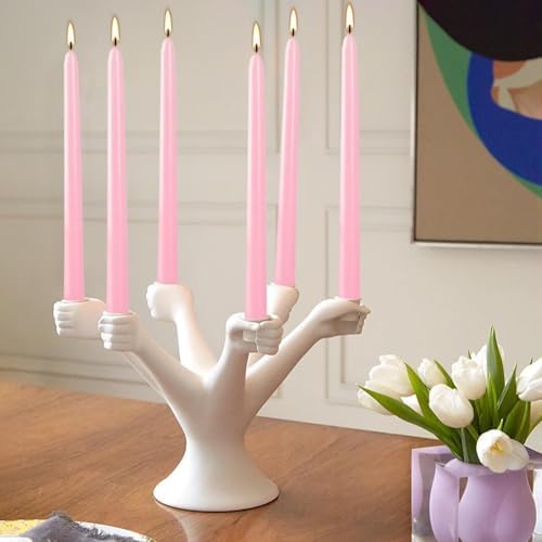 14-Pack Pink Taper Candles - 10 Inch Unscented Dripless Candlesticks, Long Burning for Weddings, Bridal Showers, Valentine's Day & Romantic Dinner Parties - Image 6