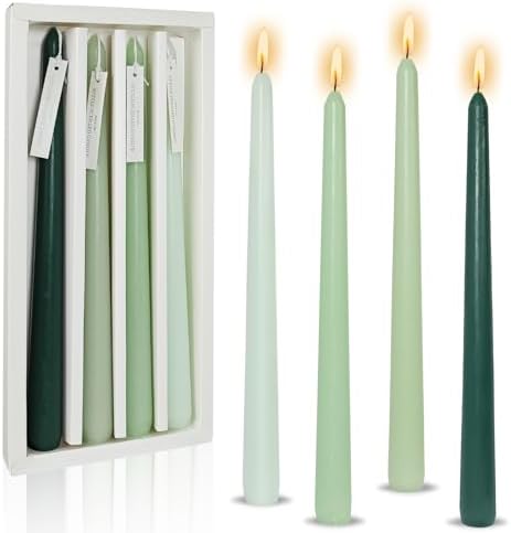 Candlesticks Long Taper Candle,Green Tea Scented 10 Inches Gradient Green Candle Sticks Smokeless Tapered Candles for Home Décor Holiday Gifts by MANNYCOM
