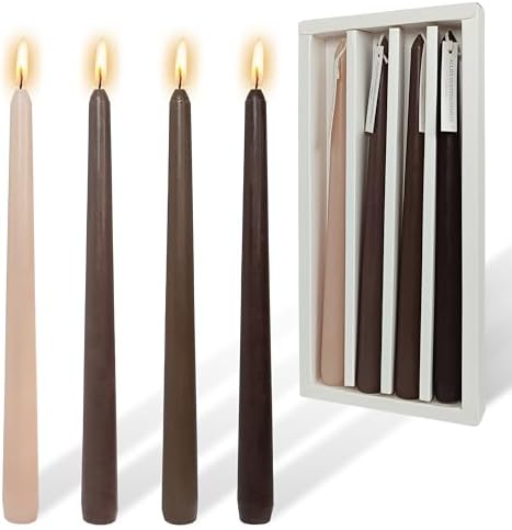 Smokeless Coffee Scented Taper Candles Handmade Gradient Brown Colorful Candlesticks 10 Inch Long Candles Set for Wedding Decor by YUKCAXDLS