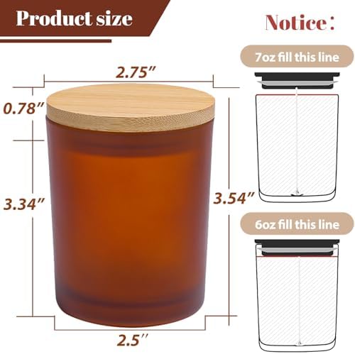 CONNOO 15-Pack 7oz Fall Amber Candle Jars with Bamboo Lids - Image 2