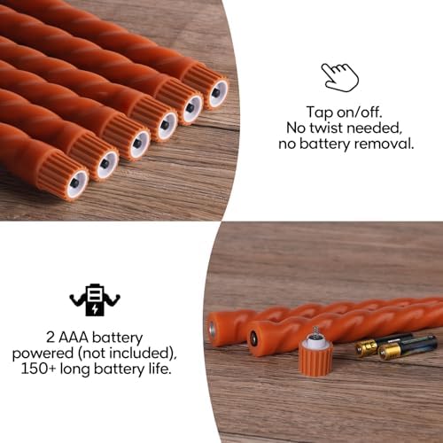 Burnt Orange Spiral Flameless Taper Candles with Remote Set of 6 - Image 3