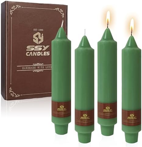 Sage Green Taper Candle Candle Sticks, 7 Inch Mini Pillar Candles Taper Candles, 4PCS Handmade Unscenteds Candlesticks for Festive, Party, Spell, Wedding, Home Decor by FCMSHAMD
