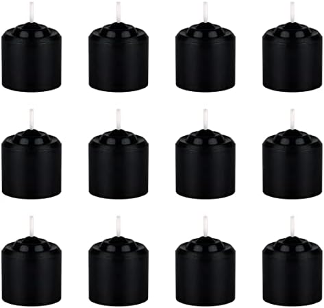 Mega Candles 12 pcs Unscented Black Votive Candles, Hand Poured Wax Candle 10 Hours 1.38 Inch x 1.5 Inch, Home Décor, Wedding Receptions, Centerpieces, Occasions, Events, Festivities, Meditations by MEGA+CANDLES