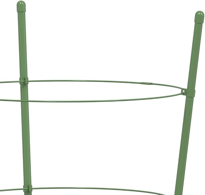 Green Plant Supports with 3 Rings 5 Pack 17.7 Inch Steel Tomato Cages for Climbing Fruits Flowers Vegetables