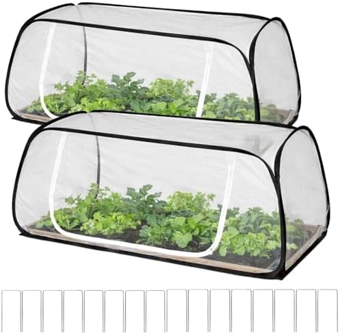 2 Pack Pop Up Raised Garden Bed Covers, 45x22x18 Inch Mesh with Zipper Door by Unknown
