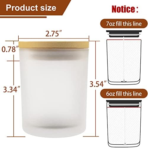 CONNOO 15 Pack 7 OZ Frosted Empty Candle Jars with Bamboo Lids - Image 2