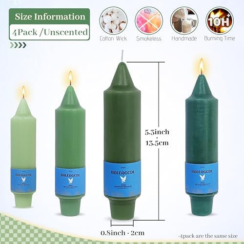 Unscented Dripless Taper Candles Gradient Green 5INCH Smokeless Short Taper Candlesticks for Dinner Weddings Birthday Party Home Décor - Image 5