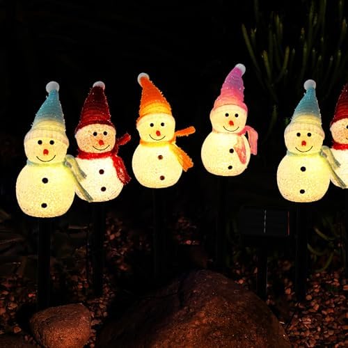Outdoor Christmas Decorations 2025-Christmas Light Stakes for Yard-Snowman Solar Lights-Snowman Christmas Ornaments for Yard Garden Lawn Landscape Patio Walkway Decor - Image 6