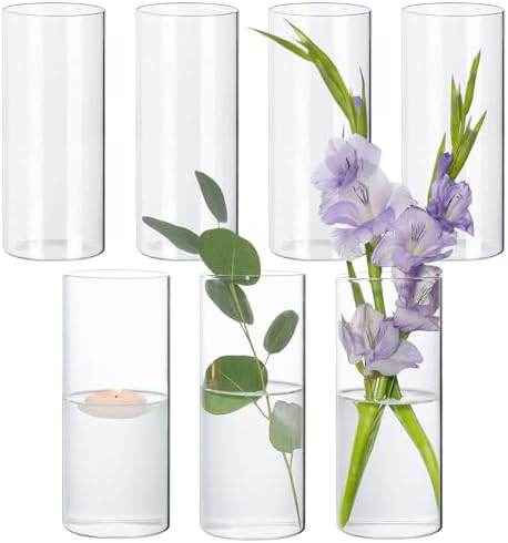 SUPMIND 8inch Glass Cylinder Vases for Centerpieces, 7Pcs Tall Flower Vases by SUPMIND
